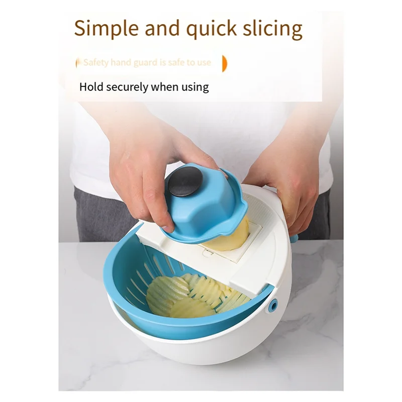 

Универсальная кухонная овощерезка — многофункциональный измельчитель, слайсер, терка со сливной корзиной, идеально подходит для картофеля и других моделей-B51B