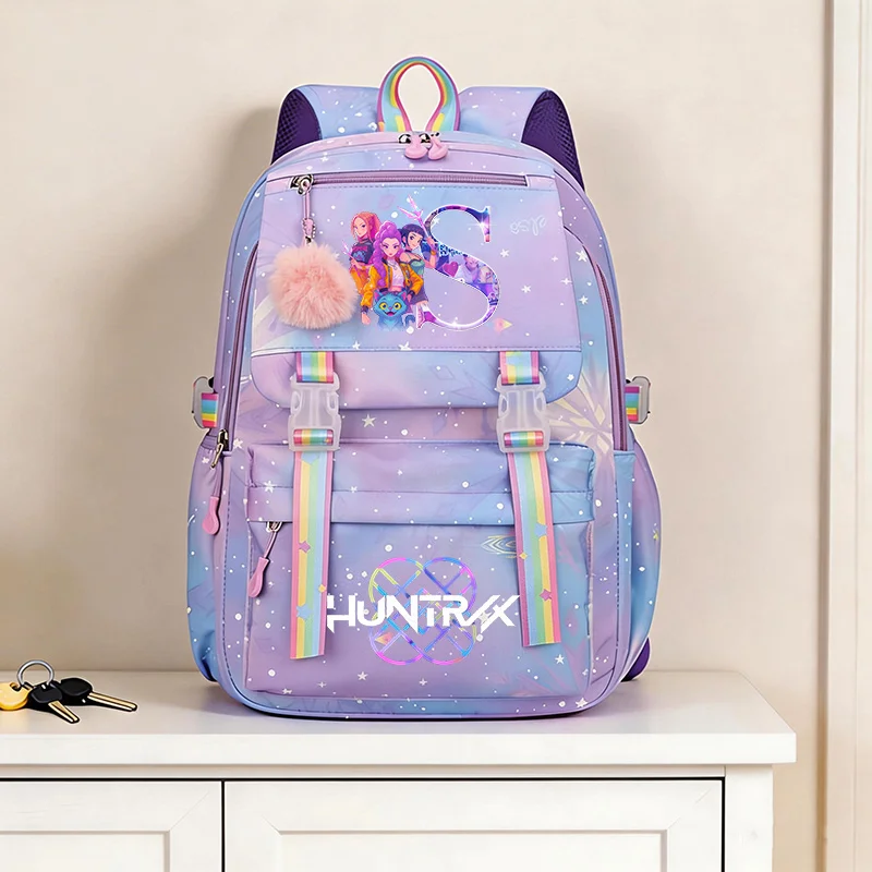 

Kpop Demon Hunters Backpack Girls Women Anime Letter A-z Schoolbag Student Large Capacity Travel Stationery Storage Bookbag Gift