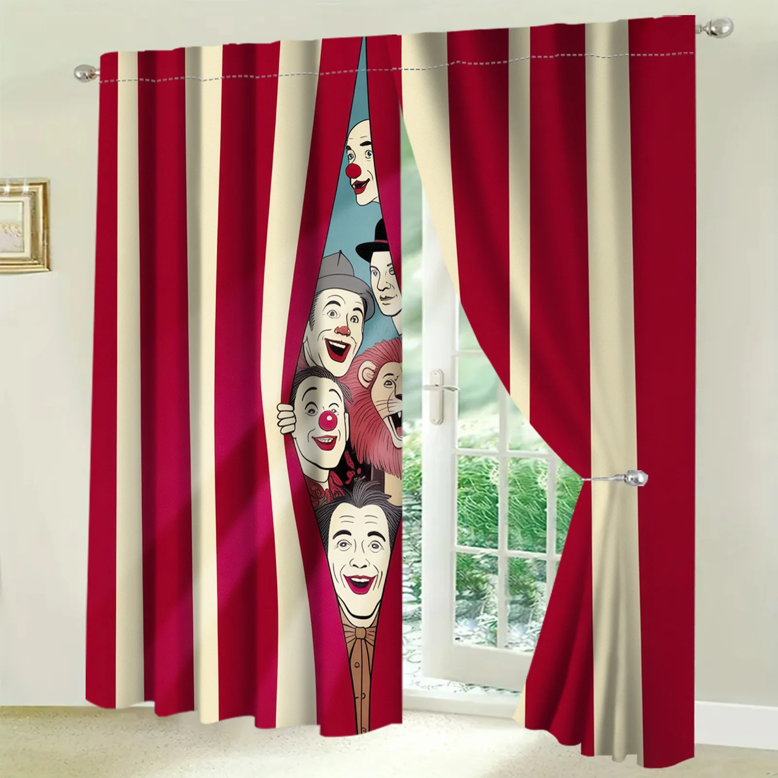 Circus performer patterns Print Drapes Room Darkening Window Curtains for Home Decor,Rod Pocket Blackout Curtains Bedroom