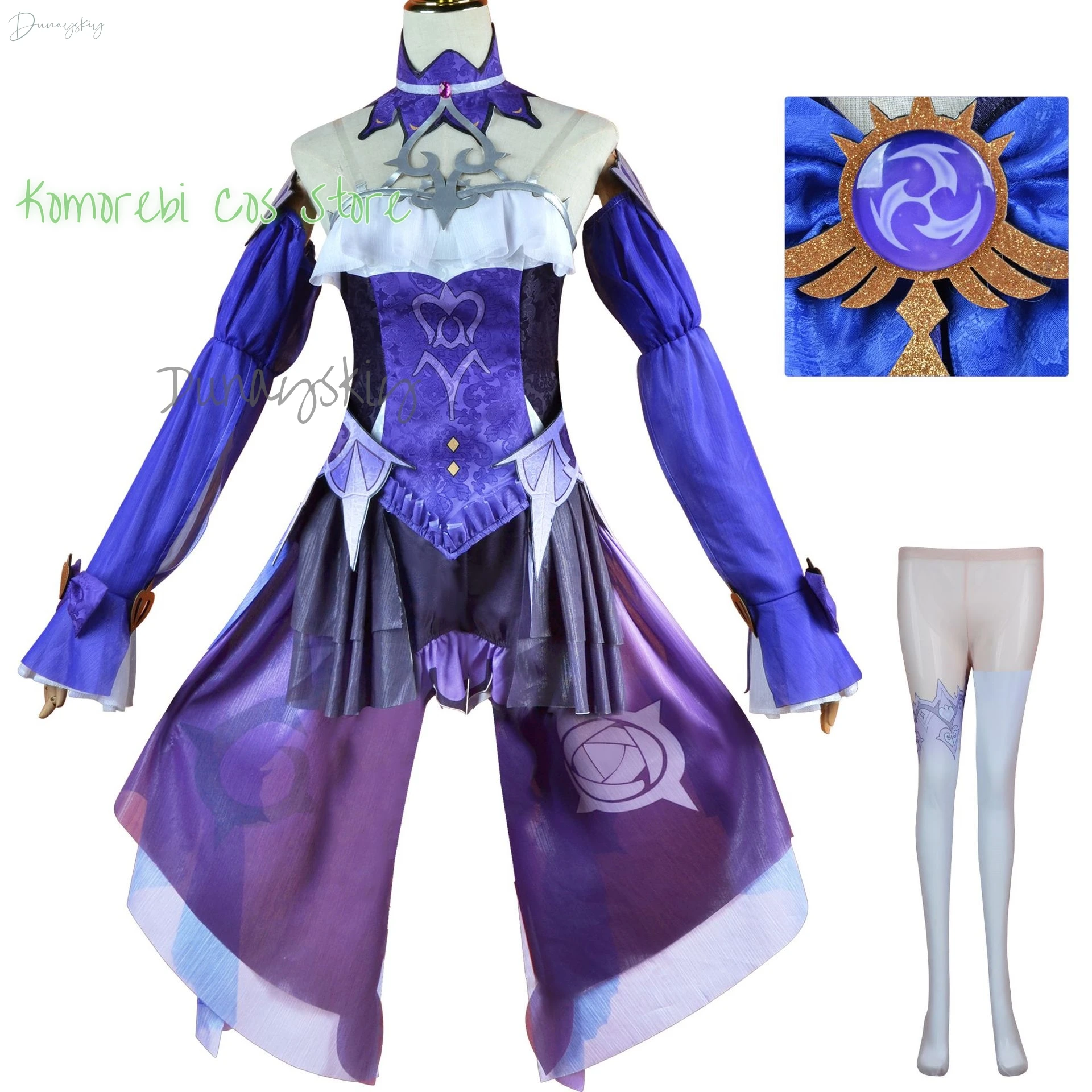 Fischl Cosplay Costume Genshin Impact Fish Cosplay Wig Dress Full Set Uniform Anime Game Halloween Party Masquerade Women