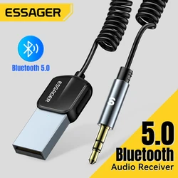 Essager Wireless Bluetooth 5.0 Receiver Adapter Handsfree Car Speaker 3.5mm Jack Aux Audio Music for Car Bluetooth Transmitter