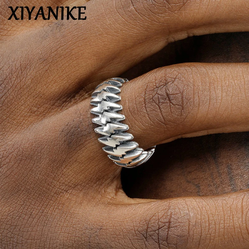 XIYANIKE Hip Hop Lightning Adjustable Rings For Men Women Vintage Fashion New Year Jewelry Accessories Gift Party anillos mujer