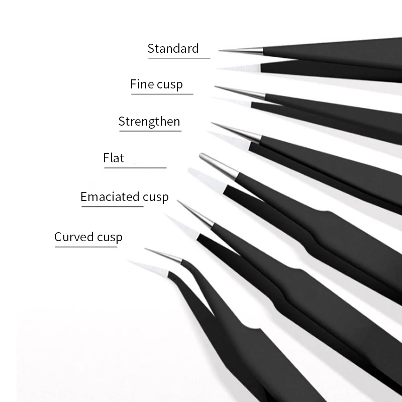 ESD Anti-Static Stainless Steel Tweezers Precision Maintenance Industrial Repair Curved Tool Making Hand Tool Eyelash Tweezer