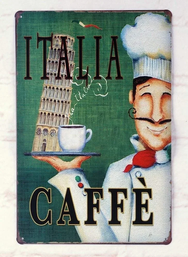 Italia Caffe Tin Sign art wall decoration,vintage aluminum retro metal sign,iron painting vintage decoration sign,