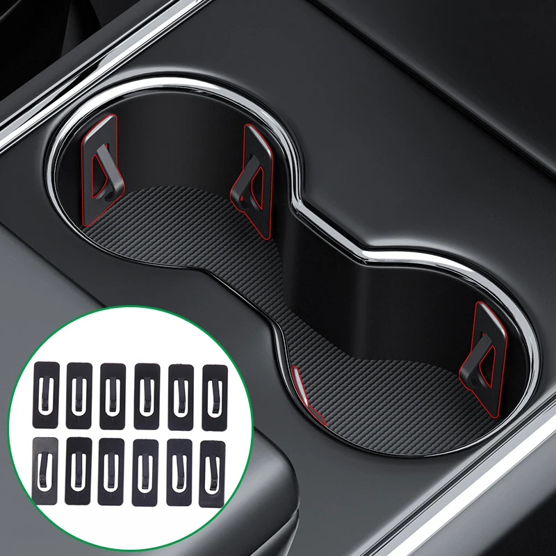 Limitador de soporte de taza de coche, almohadilla de límite de ranura de taza de agua automática, Clip de fijación autoadhesivo, compartimento de botella Universal, limitador de deslizamiento, 12 piezas