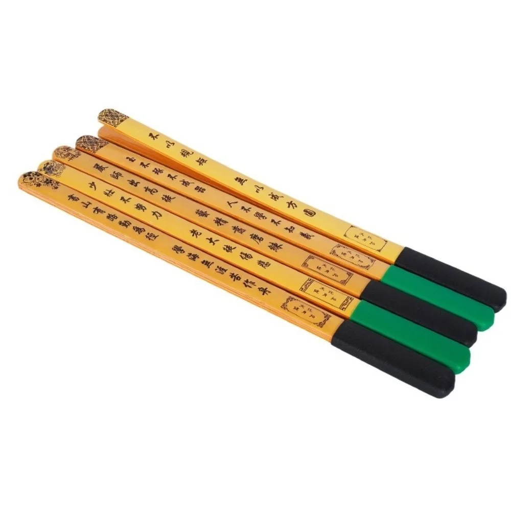2-in-1 Bamboo Teaching Ruler Double Layer Design Thickened Handle Teachers Guiding Ruler Chinese Classical Engraved