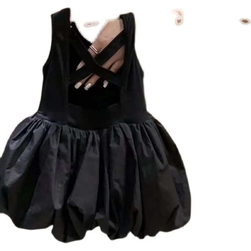 Kleinkind Babys Mädchen Rückenfreies Sling Kleid Baumwolle Solide Ärmellose Kinder Mädchen Kleid Lose Blume Knospe Kleid Für 2-8Y Kinder Mädchen – Detail 5