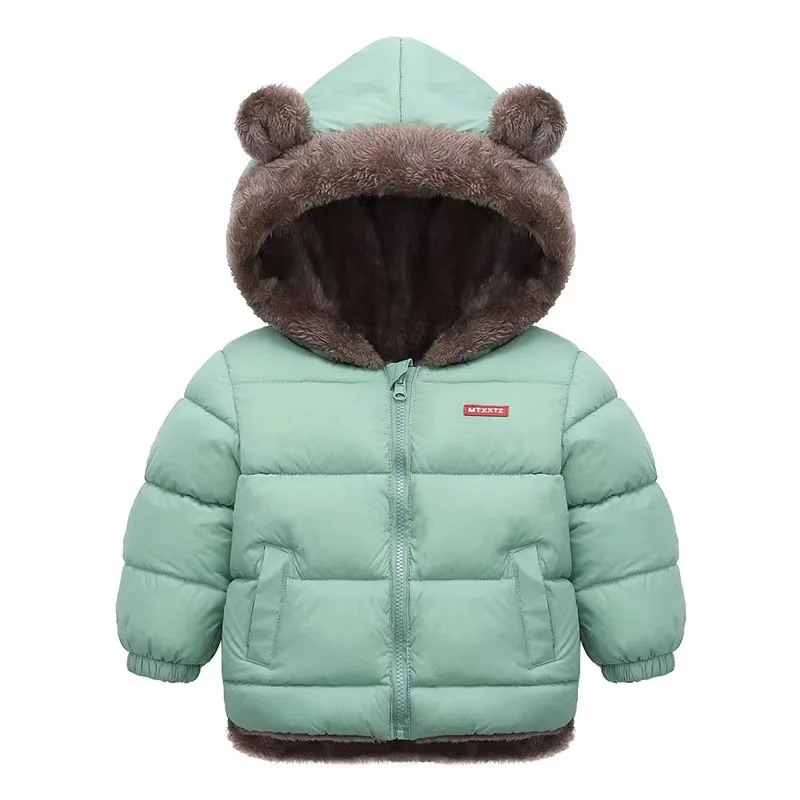 Children Coat Autumn Winter Thicken Jacket Boys Girls Solid Color Hooded Jackets Kids Parka Outerwear 2-6 Years