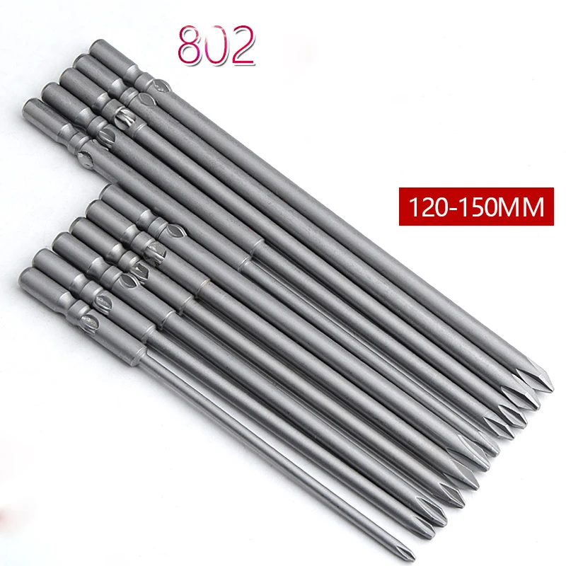 8pcs/set 120mm/150mm Length Electric 802 6mm Round shank Phillips screwdriver bits Cross head PH0 PH1 PH2 Hand Tool drill bit