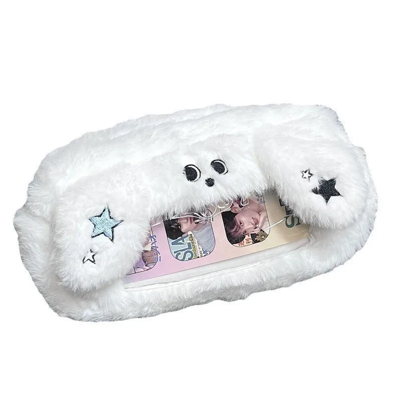 مقلمة قطيفة باللون الأزرق على شكل جرو هريرة للطلاب ذات قيمة عالية وحقيبة تخزين قرطاسية للنافذة ذات سعة كبيرة #6