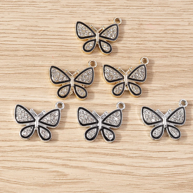 Tusember 10 Stück Vollbesetzte Strass-Ohrringe, Halsketten, Schlüsselanhänger, Anhänger, Schmetterlings-Charms, DIY Handgemachter Schmuck – Detail 2