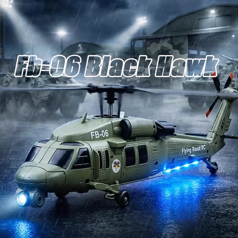 New Fb-06 Black Hawk Remote Control Simulation Helicopter Optical Flow Positioning Four Channel Remote Control Mode Remote Contr