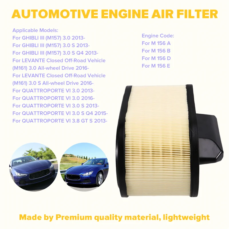 

1 Pair Engine Air Filter For MASERATI QUATTROPORTE/LEVANTE GHIBLI III Car Accessories 670001545 70553271