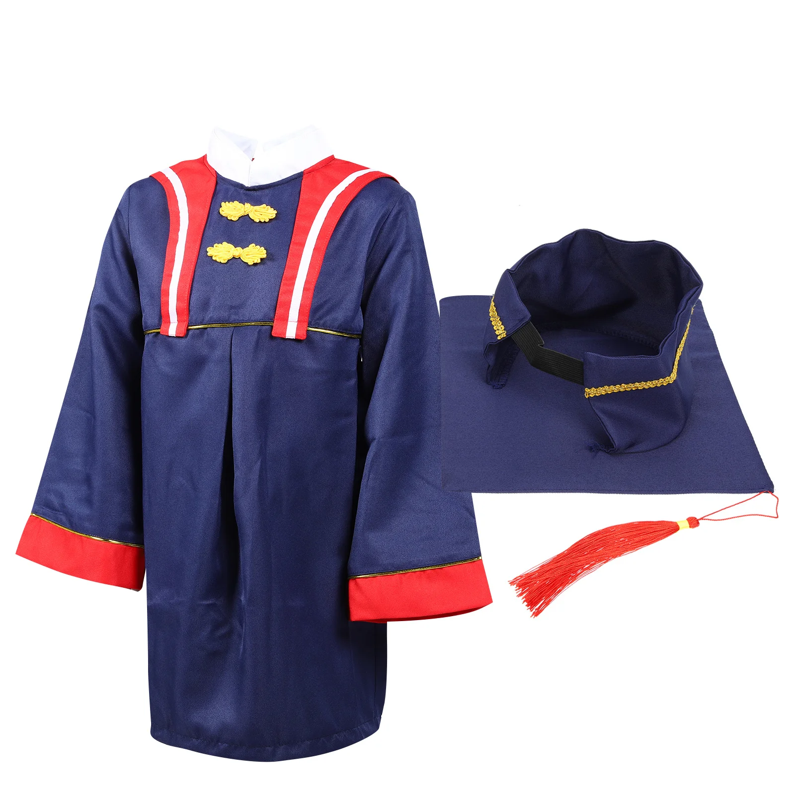

1Set Preschool Graduation Gown Hat Kids Doctoral Cap and Gown Outfit 120cm Height Stage Performance Party Wear