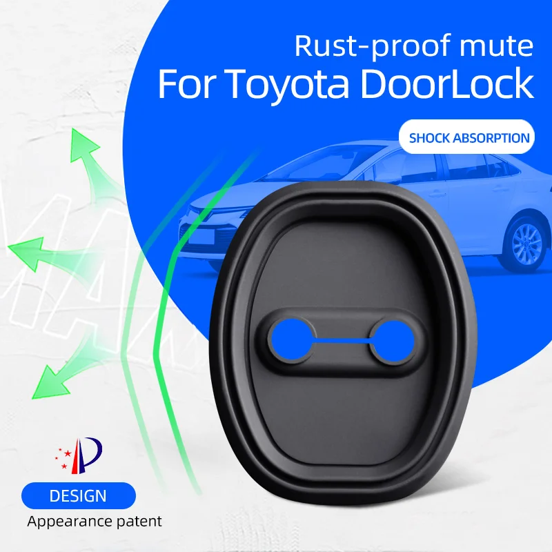

4Pieces Black Silicone Doors Lock Buckle Cover Protective Sleeve Shock Mat for Toyota Land Crusier 2012-2016, PRADO 2004-2019