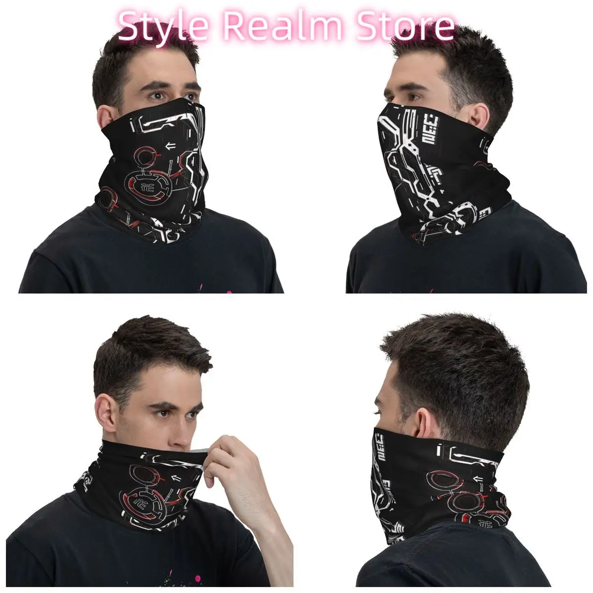 مخصص اليابانية طوكيو زهرة Techwear الشتاء عقال الرقبة أدفأ وشاح أنبوبي المستقبل التكنولوجيا الشارع ارتداء الرسم الوجه باندانا الجراب