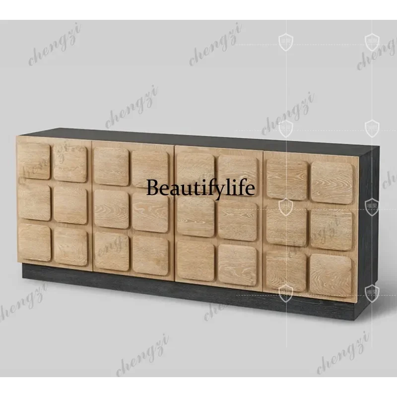 M45 Medieval solid wood dining side cabinet decorative entrance Nordic locker storage chest