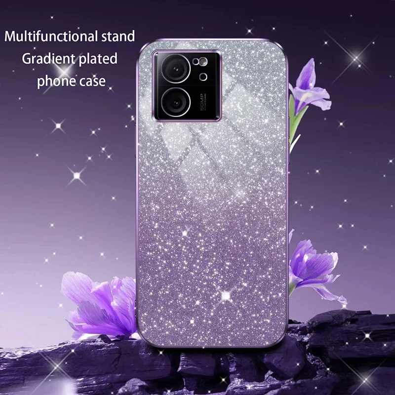 Etui na telefon Luxury Plating Gradient Glitter do Xiaomi Mi 13T 12T 11T Pro 14 13 12 11 Lite POCO X3 NFC X5 F3 F4 F5 M3 M4 Cover