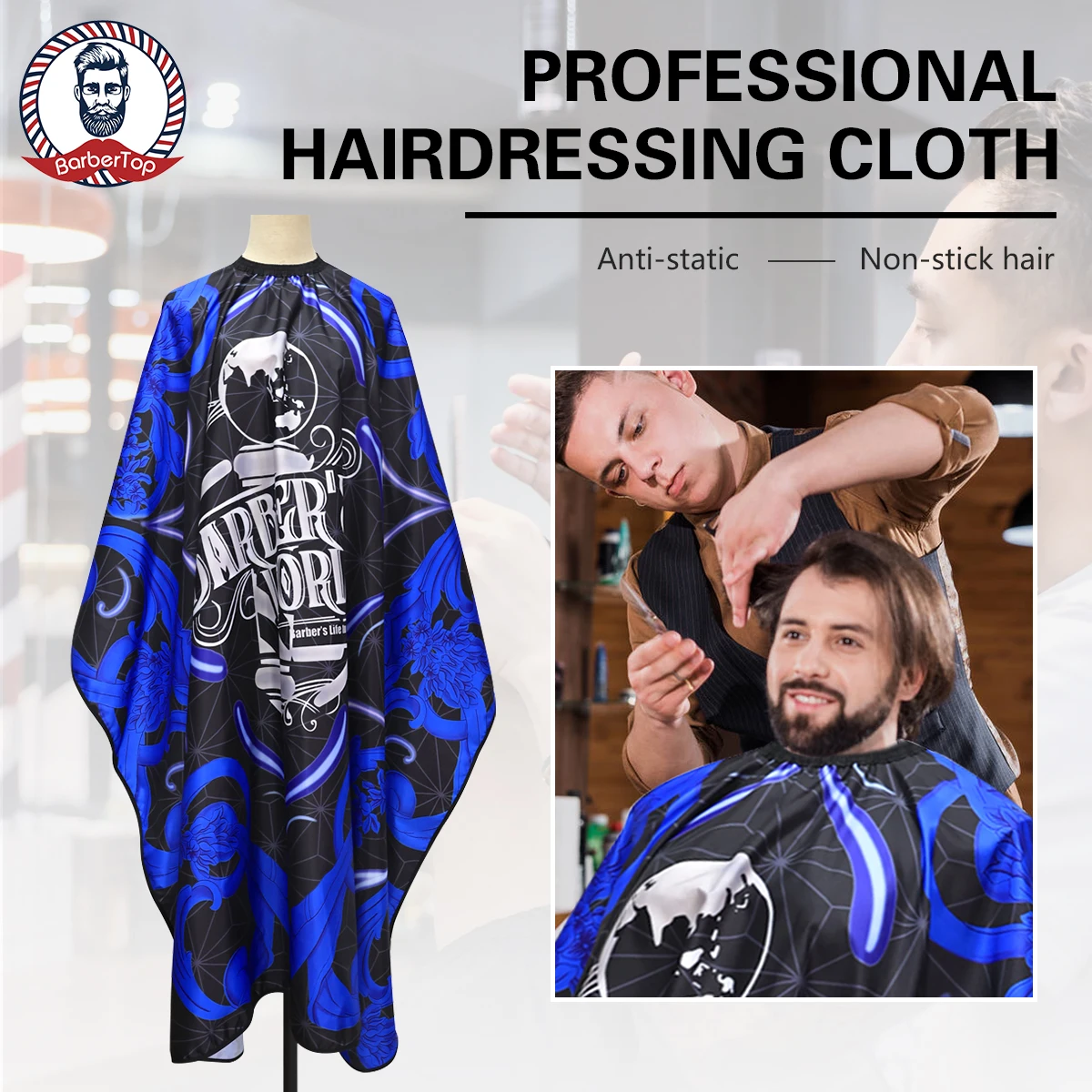 Blue Barber Haircut Cloth Waterproof Salon Gown Adjustable Closure Hairdressing Apron Antistatic Hairdresser Capes Barbershop