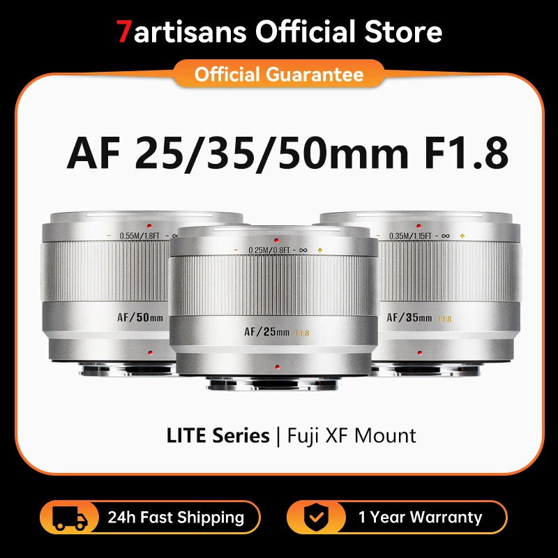 7artisans オートフォーカス 25mm 35mm 50mm F1.8 LITE APS-C 大口径プライムレンズ 富士フイルムX X-S20 X-T50 X-E5 X-T30 カメラレンズ用