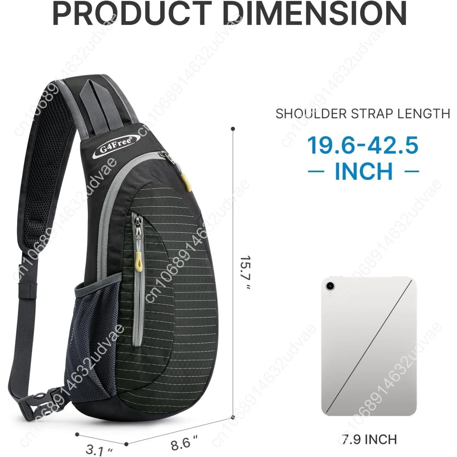 G4Free Tas Selempang Pria dan Wanita Ransel Bahu Ransel Selempang Dada Kecil (Hitam)