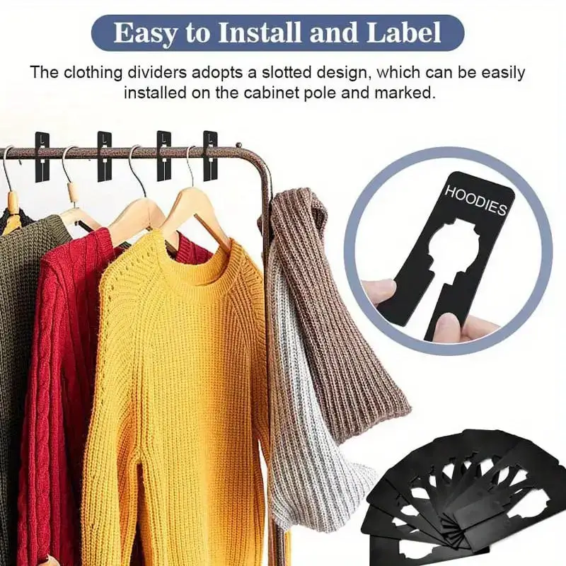 

10PCS Plastic Closet Organizers Reusable Hanger Organizer Wardrobe Closet Rack Organizer System Adjustable Garment Size Dividers