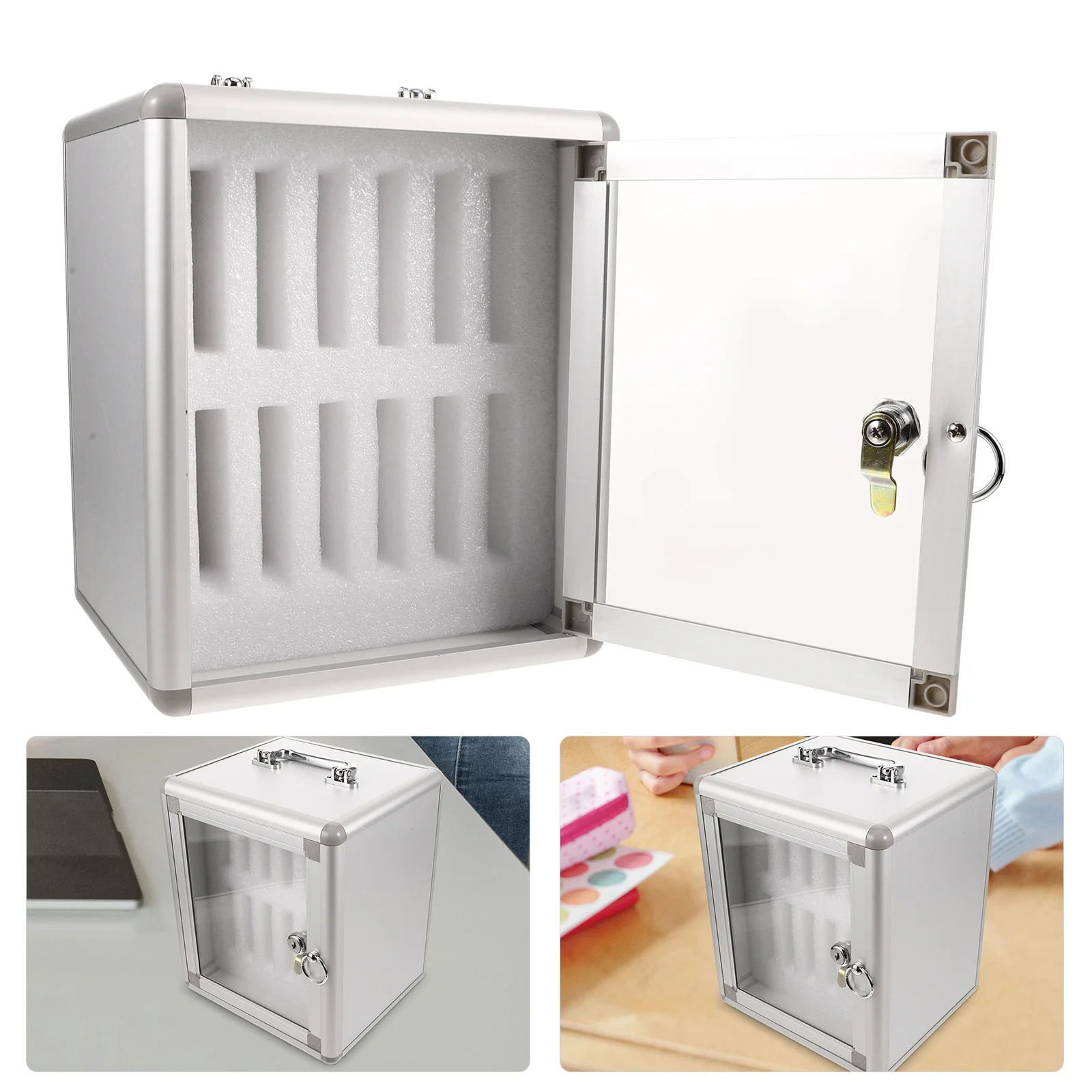 Mobile Phone Storage Box Lock Design Lightweight Portable Multi-Slot Organizer For School Office Classroom Aluminum Alloy