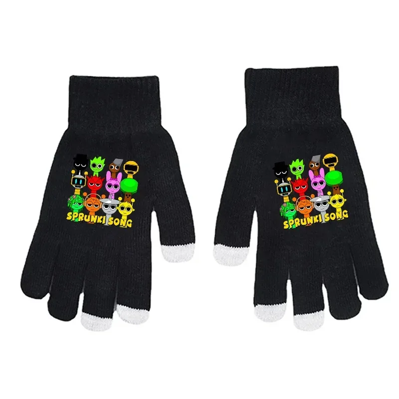 Cute Sprunki Cosplay Black Gloves Sprunki Anime Bicycle Motorcycle Fingerless Warmer Wrist Gloves Toys for Children Adult Gift