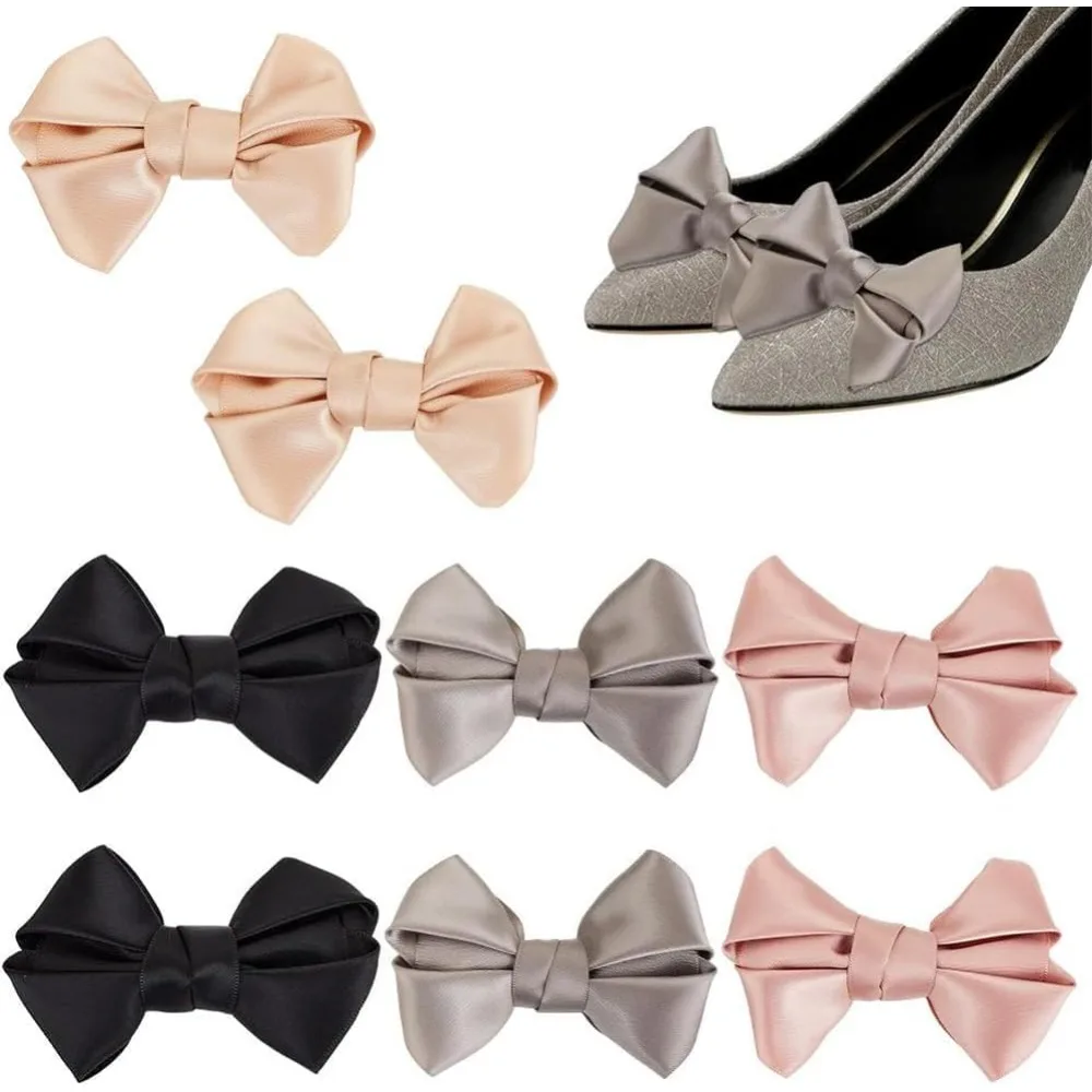 8pcs Bow Shoe Clips 4 Colors Polyester Satin Bow Butterfly Shoe Clips Detachable Shoes Buckle Bowknot Shoe Decorations