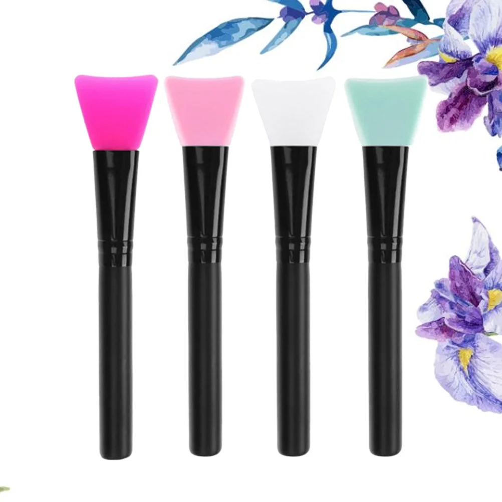 4pcs Silicone Face Mask Brush Flat Head Hairless Applicator For Facial Mud Body Lotion Butter Hygienic Sensitive Skin Use