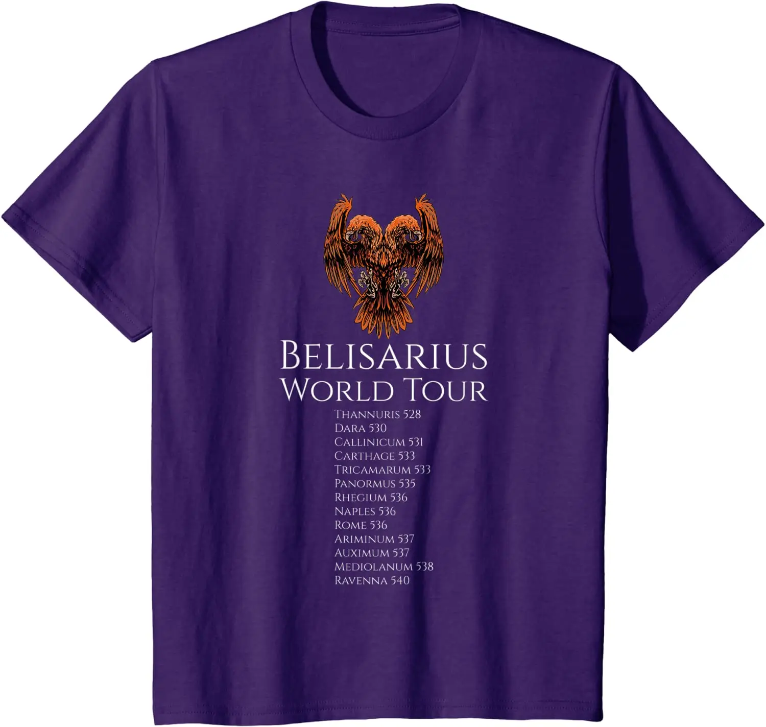 Belisarius World Tour. Medieval Roman Byzantine History T Shirt. High Quality Cotton, Breathable Top, Loose Casual T Shirt S-3XL