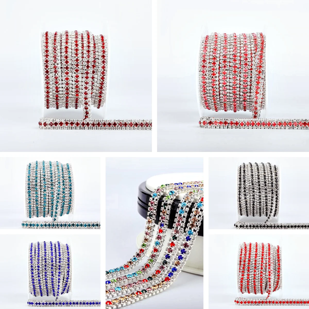 

10 ярдов, 3 ряда, различные цвета, стеклянные стразы, цепочка с когтями, плоская задняя часть, высококачественная цепочка с кристаллами для цепочки с чашкой, украшение «сделай сам»