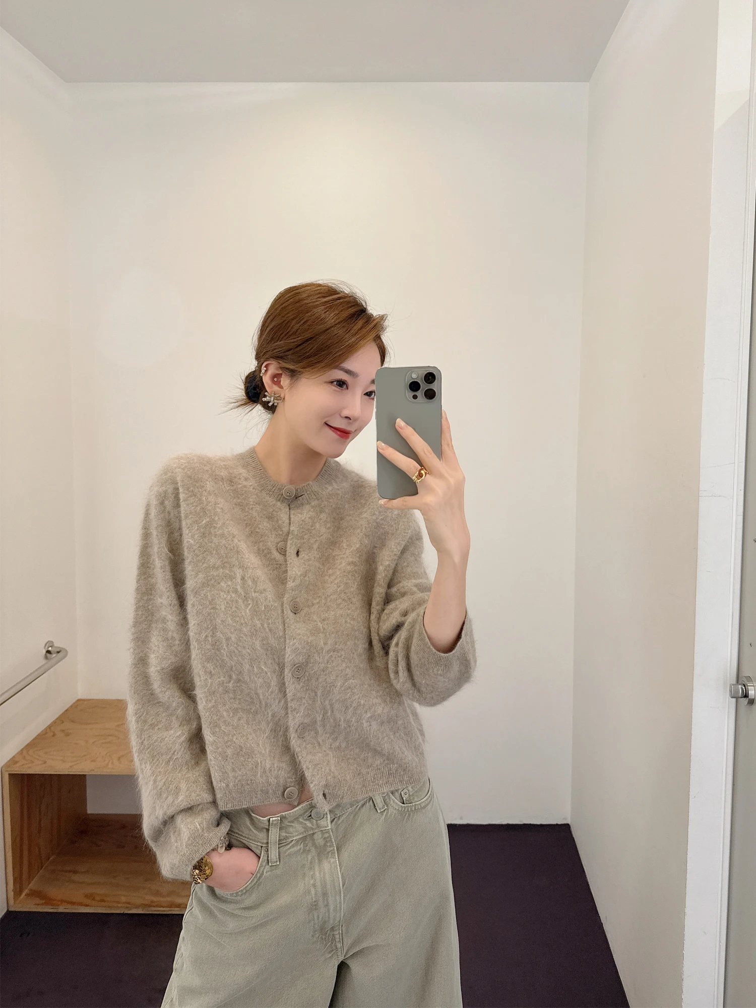 

Модный женский вязаный кардиган с флисовой подкладкой из шерсти, осенняя новинка, мягкая шерстяная кофта