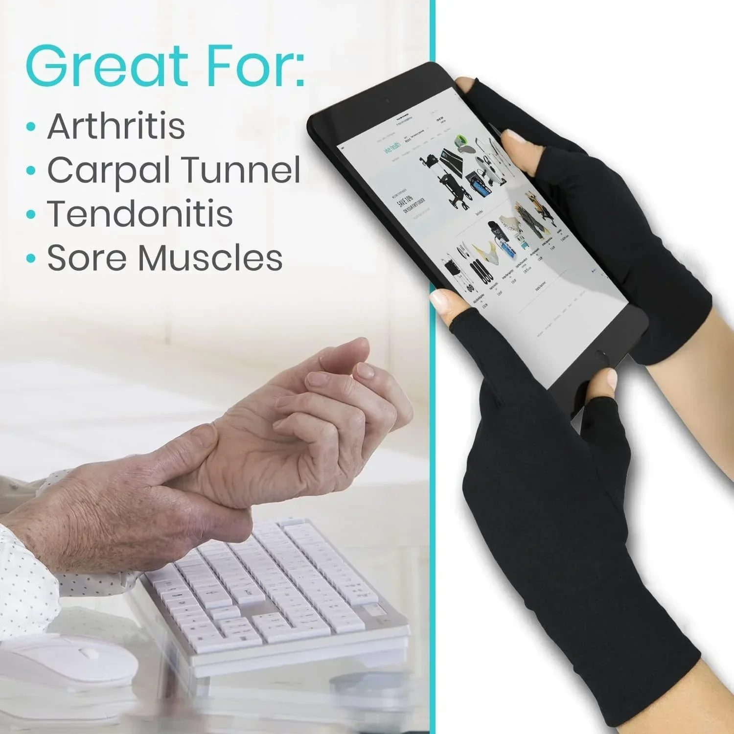 Unisex Rheumatoid Arthritis Compression Glove - Fingerless for All-Day Comfort - Advanced Support for Tendonitis,Carpal Tunnel - Image 3