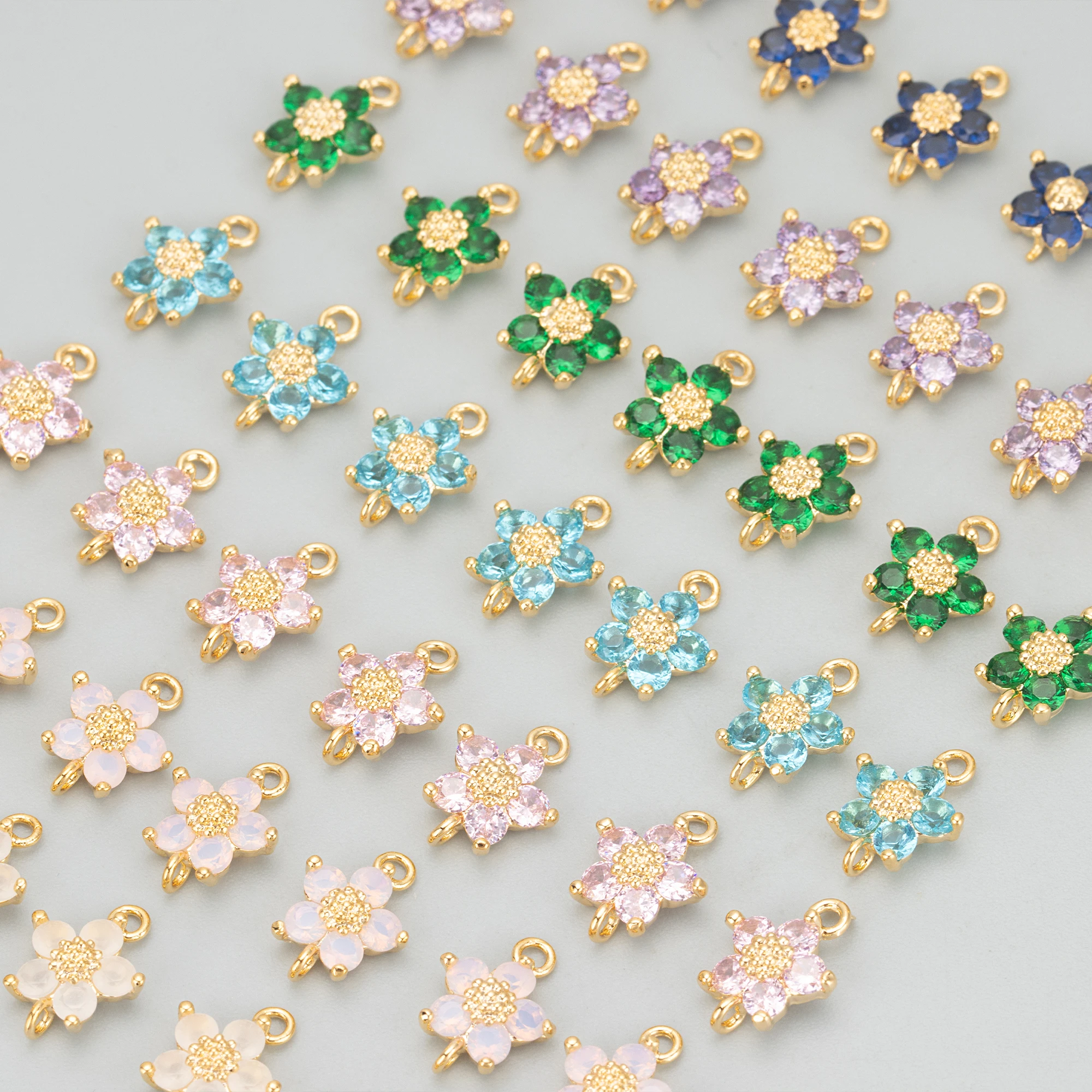 GUFEATHER MD03,jewelry accessories,18k gold plated,copper,zircons,flower shape,charms,jewelry making,diy pendants,10pcs/lot