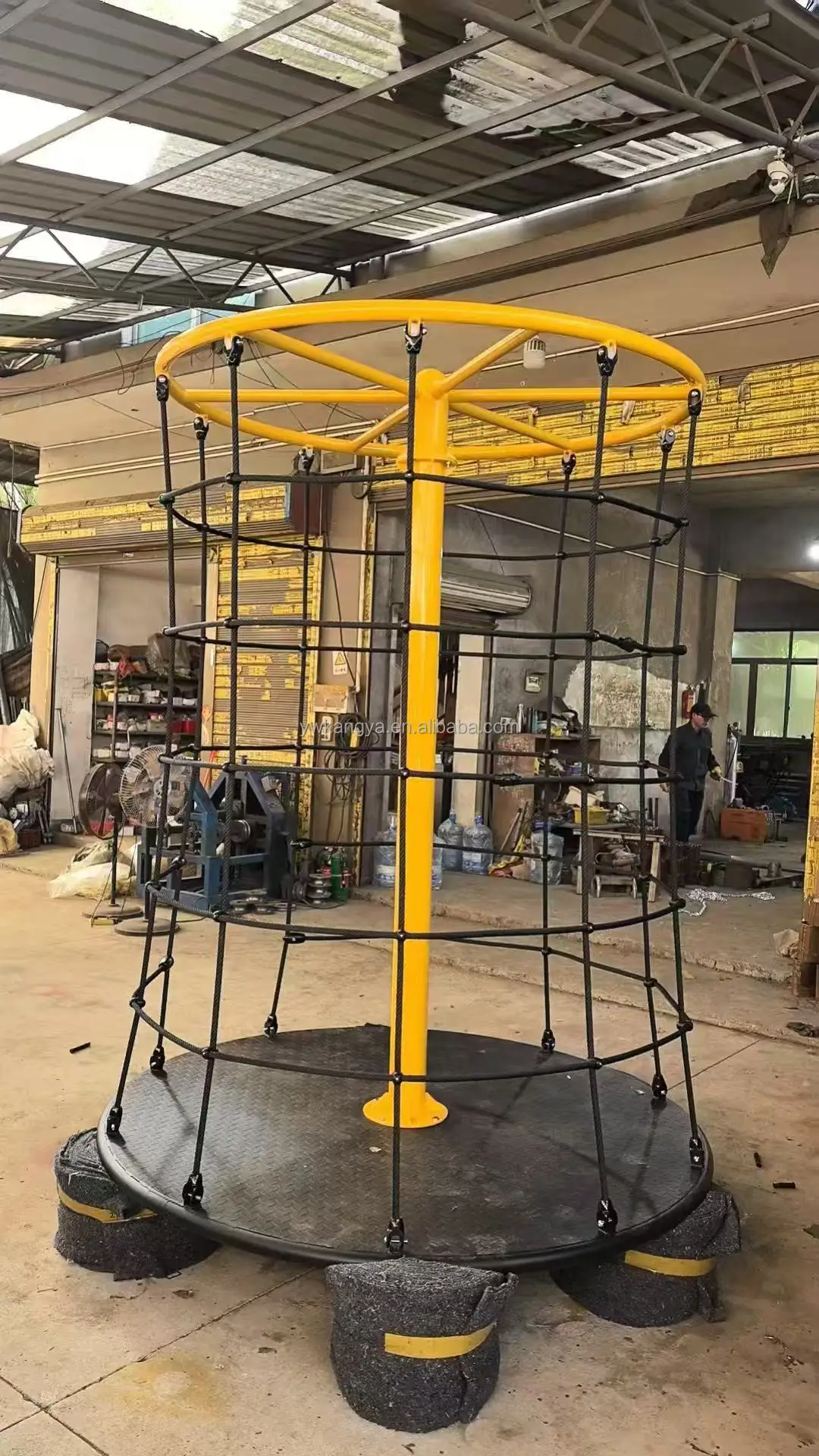 Customizable Kids Outdoor Playground Equipment Steel Material Climbing Swing & Rotating Globe Featuring a Unique Rope Course