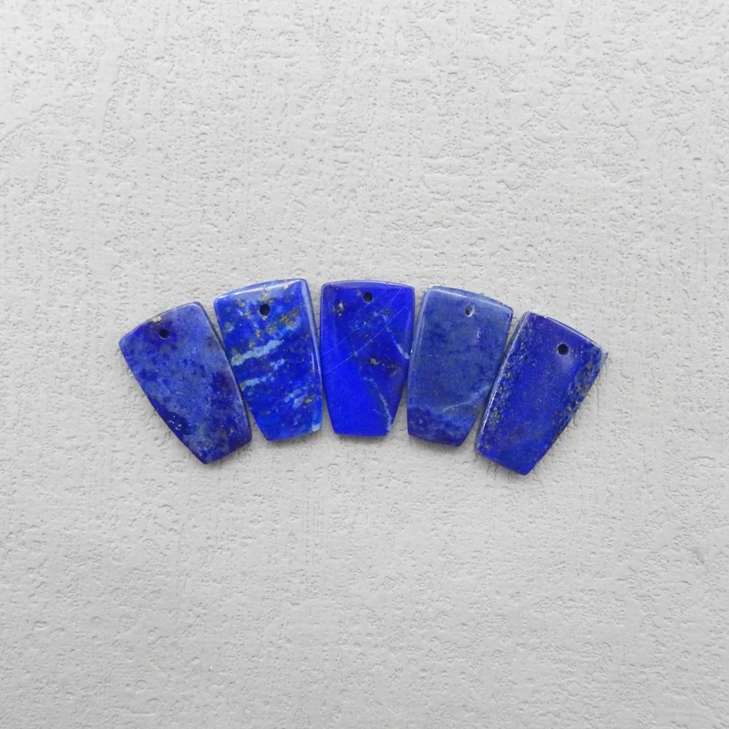 Natural Lapis Lazuli Front Drilled Pendant & Earring Beads Set Fashion DIY Jewelry Making Accessories 5pcs 20x12x3mm 7.6g