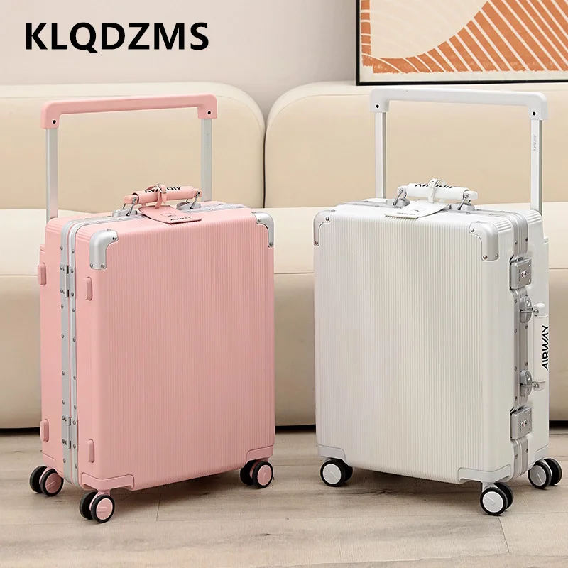 KLQDZMS High Quality Luggage 20 Inch PC Boarding Box 24“26”28 Inch Large Capacity Aluminum Frame Trolley Case Rolling Suitcase