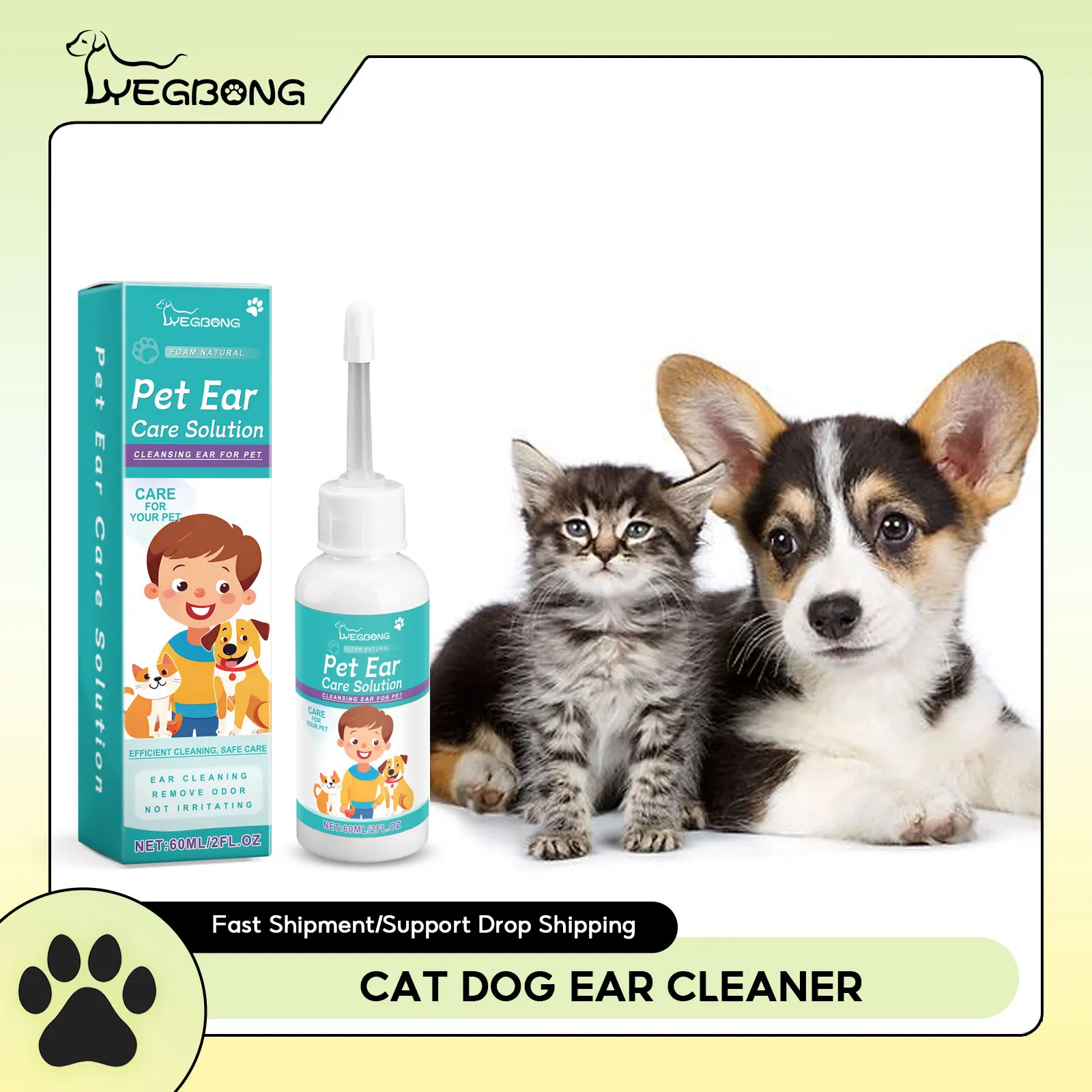 

Pet Ear Mite Cleanser Deodorizing Ear Wash Mites Removal Earwax Cleaning Relieves Itching Gentle Cleansing Dog Ear Cleaner Drop