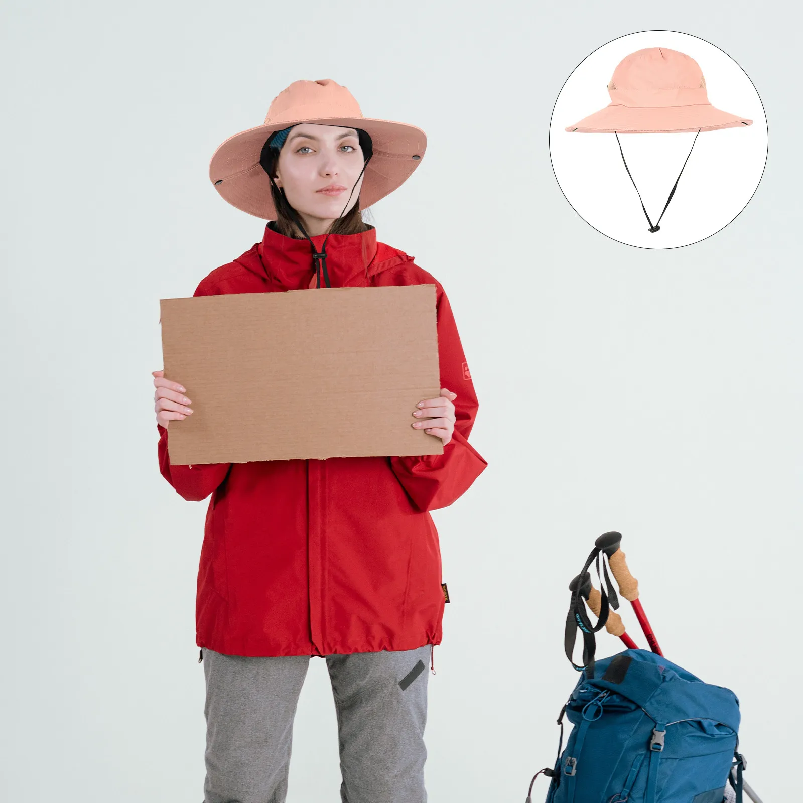 

Lady's Outdoor Sun Bonnet Breathable Bucket Hat Adjustable Drawstring Wide Brim Cool Summer Sunshade Hat for Camping Fishing