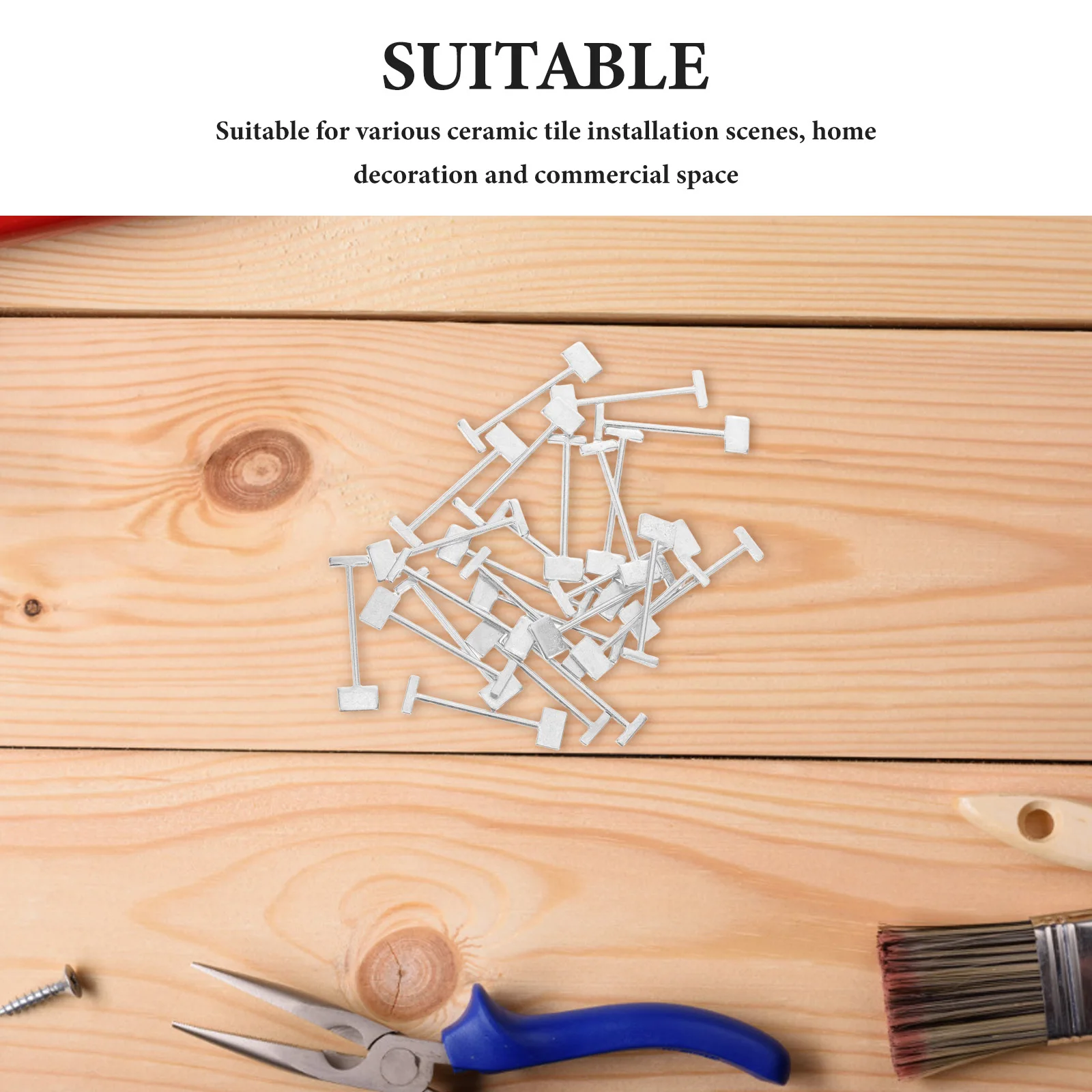 100Pcs Tile Leveling Tool Replaceable Steel Needle Ceramic Spacer Pin Wall Floor Precise Home Renovation Leveling Pegs Steel