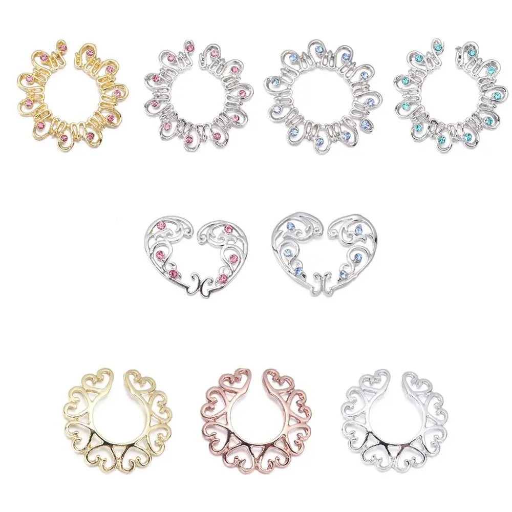 

Non Piercing Round Faux Nipple ring Love Electroplating Sexy Nipple Clamp Flower Geometric Non Piercing Fake Nipple Ring Woman