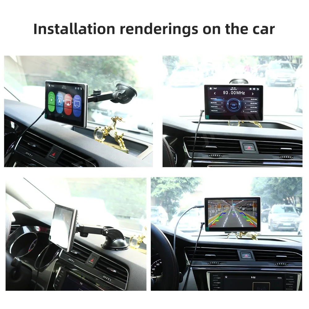 Lettore DVD per autoradio IPS portatile multimediale HD da 7 pollici Carplay Android Auto BT AUX Touch Screen