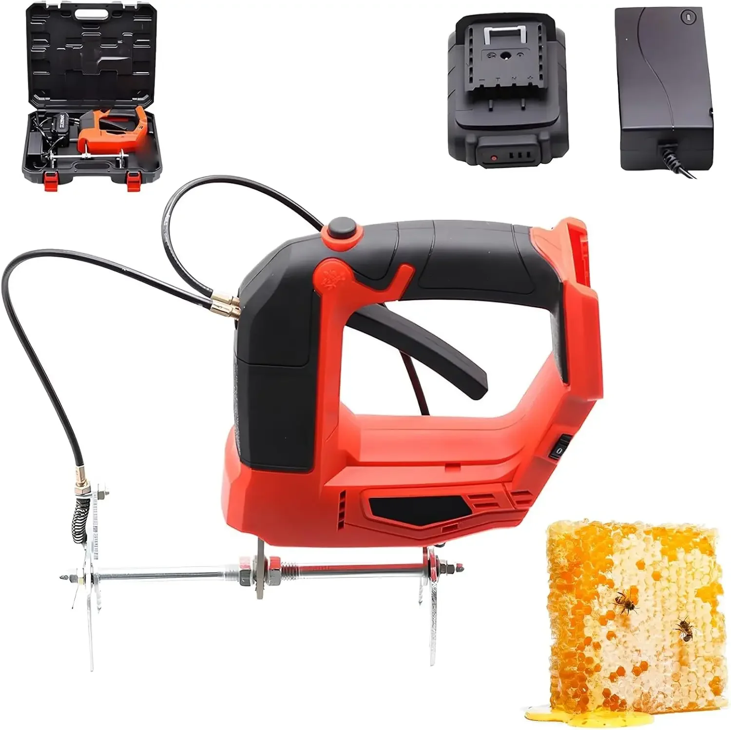 

Cordless Beehive Frame Shaking Machine with Anti Slip Handle, Rechargeable Handheld Bee Remover, 4 Gear Speed Adjustable(Red)