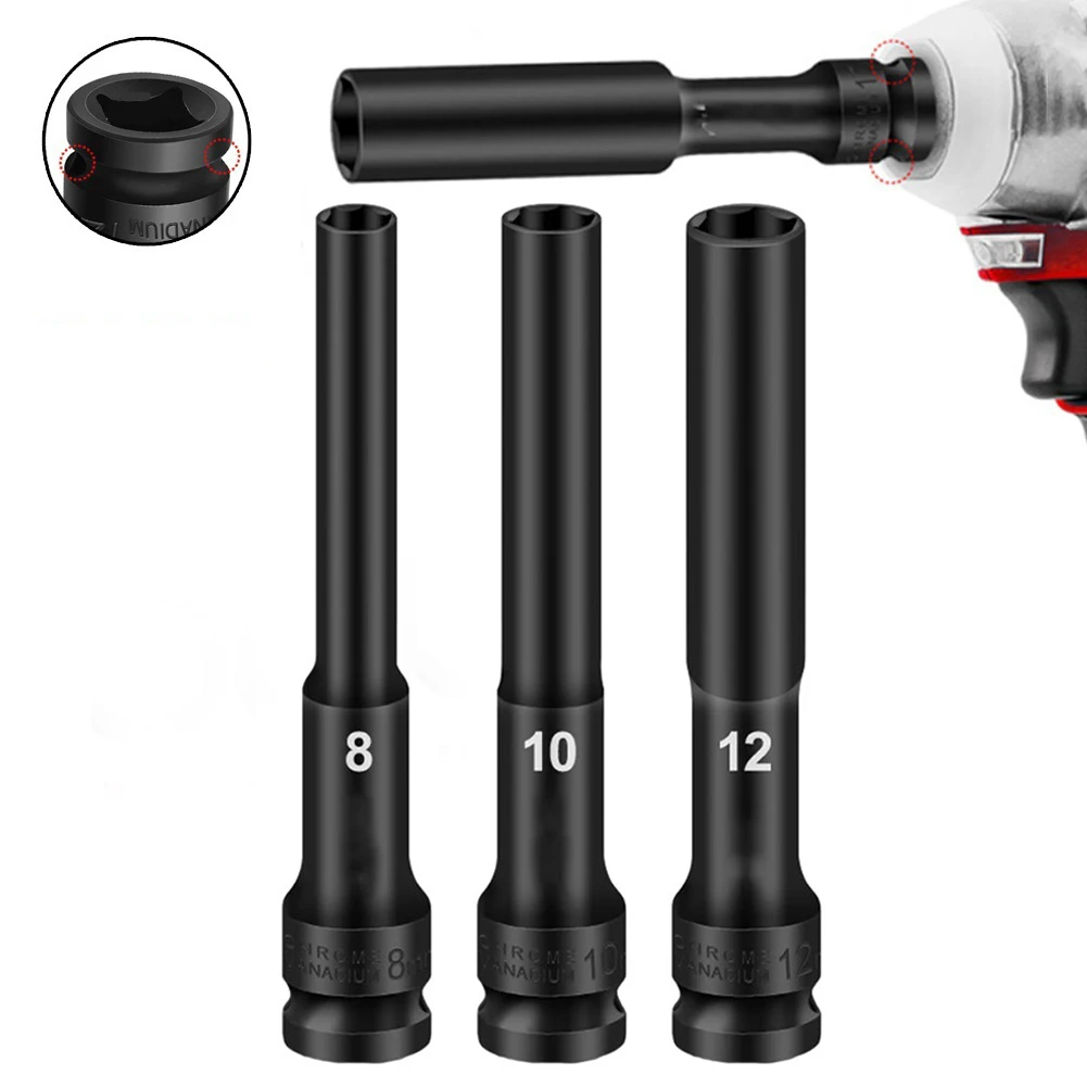 5/4/3/2/1pcs Hex Socket Impact Wrench Hex Socket Drill Bit Set Screw Driver Extension Adapter Security Magnetic Tips