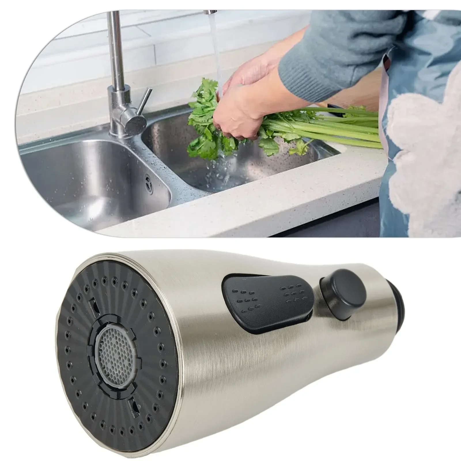 Ausziehbare Wasserhahn-Sprühdüse für die Küche, 3 Modi, ABS, wassersparend, für Badezimmer, Waschbecken, Waschbecken, Dusche, Sprühkopf für 1/2 Zoll Anschluss – Detail 10