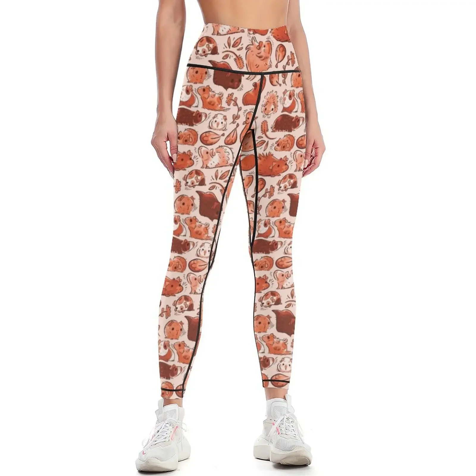 

Guinea Pig Huddle In Brown Leggings Women's pants sportswear for gym Women's fitness gym's sportswear Womens Leggings