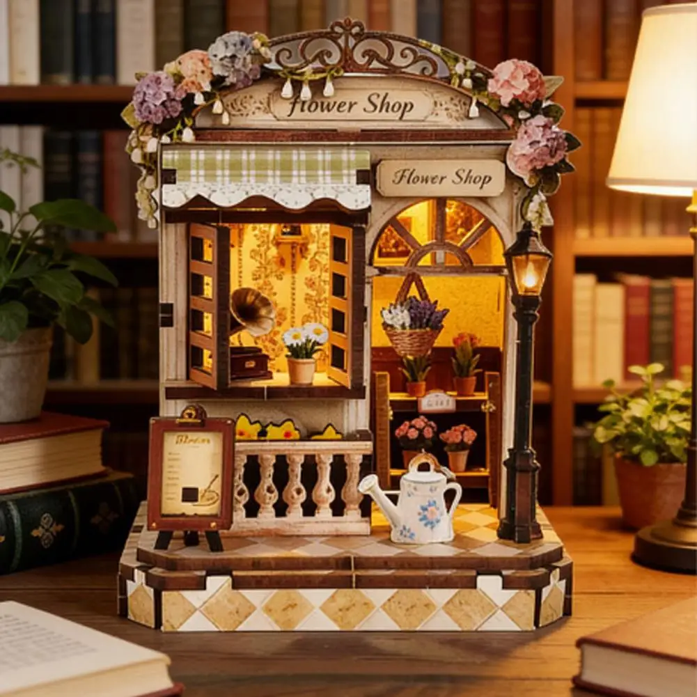 DIY Book Home Wooden Building Gift Creative Bookstore Desktop Decoration 3D Hand-assembled Building Model Highquality Furnishing