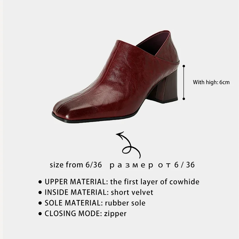 Ods Spring Genuine Leather Loafers Woman Shoes Chunky Heel Square Toe Shoes For Women Ladies Shoes Women Pumps Black High Heels image 2