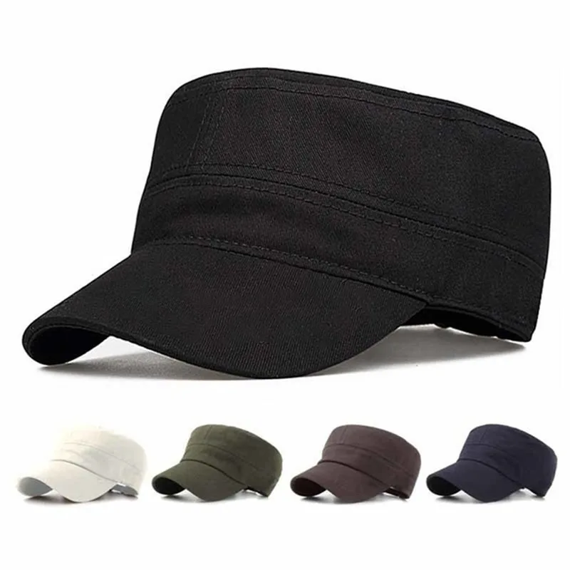 1PC Mode Männer Frauen Fünf Farben Unisex Einstellbar Klassischen Stil Plain Flache Vintage Armee Hut Kadett Militär Patrol Cap – Detail 10
